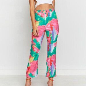 Beginning Boutique Multicolor Tie-Dye Ankle Pants - Pink, Green, Yellow